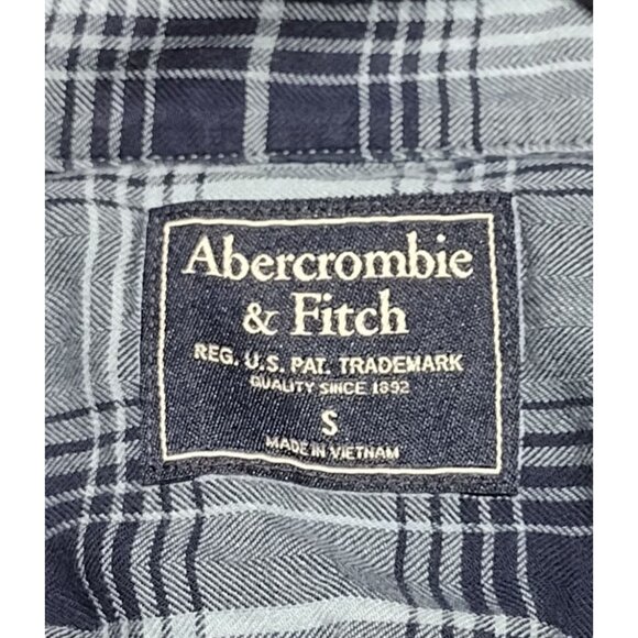 Abercrombie & Fitch Men's Small Long Sleeve Button Down Shirt Blue Plaid - Picture 2 of 6